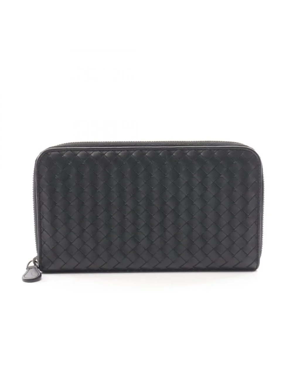 Bottega Veneta Round Wallet Intrecciato Black Leather